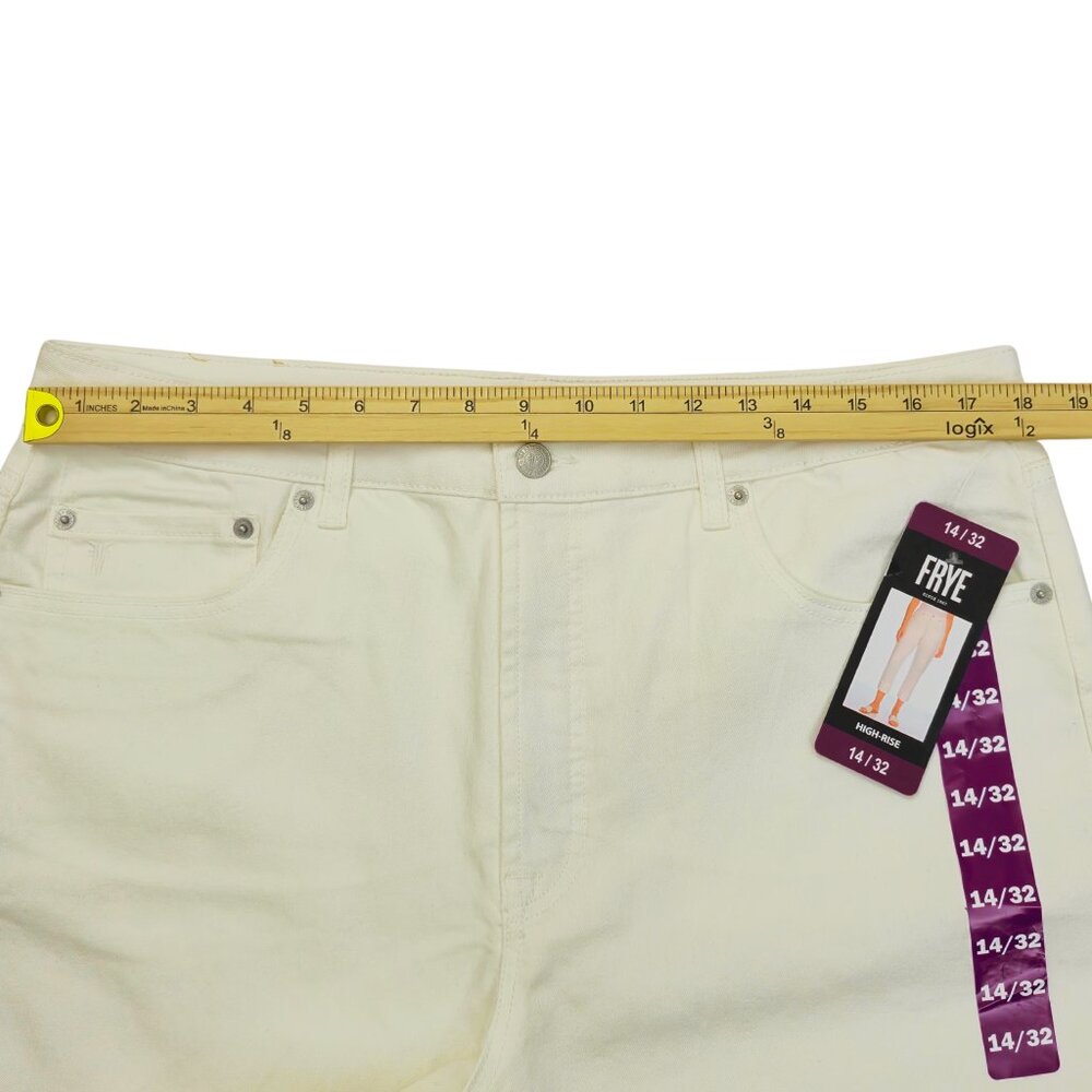 Frye NEW Women's Jeans Size 14/32 Ivory High Rise Cuffed Crop Denim - Picture 9 of 11